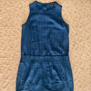 BANANA REPUBLIC Blue Pleated Ruffle Neck Drop Waist Mini Dress - Size 0